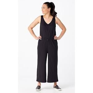 Zuda Z-Eco Black Sleeveless Cropped Jumpsuit Women's Size XX-Small XXS NWOT
